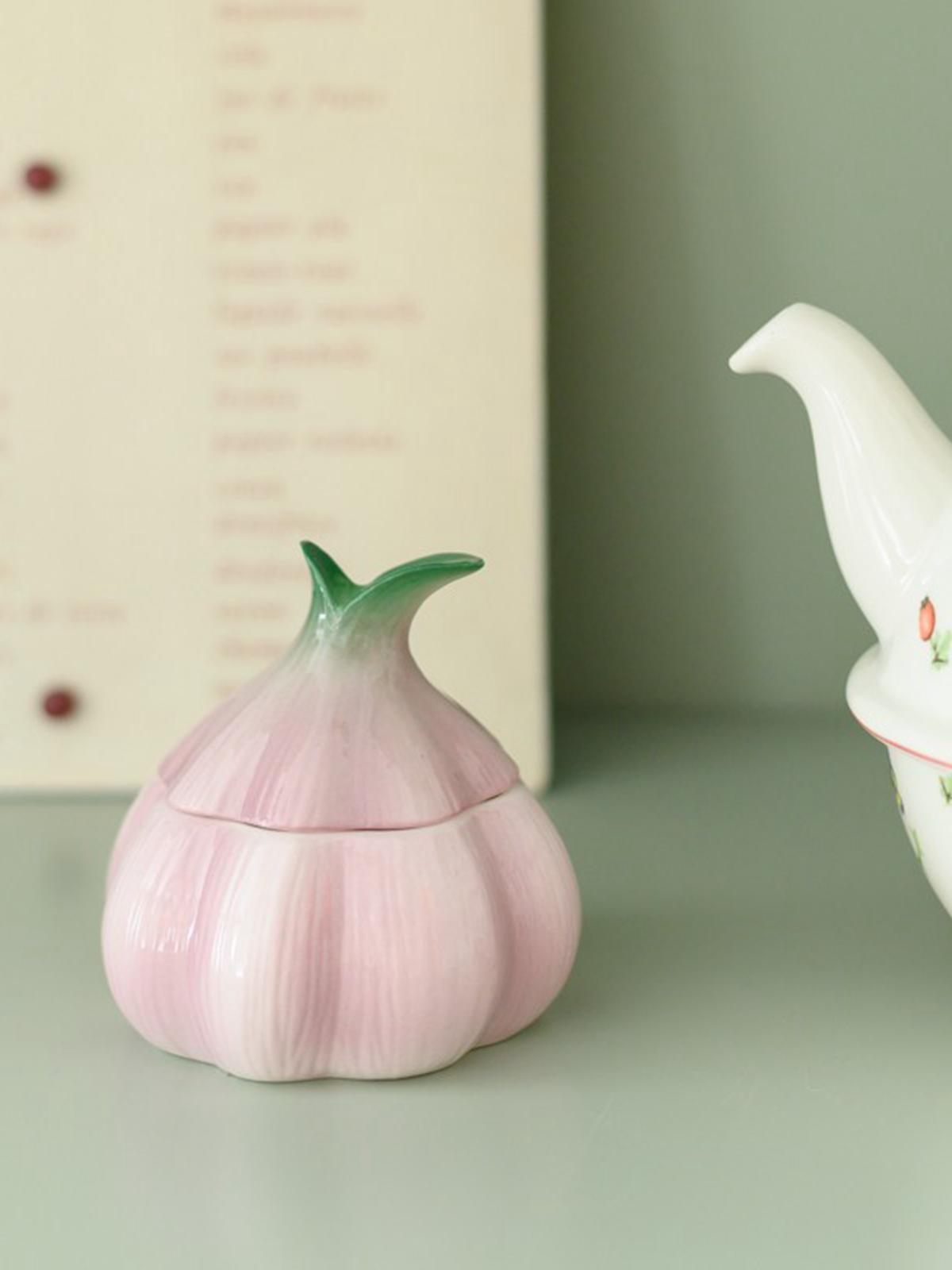 도자기 미니소스통 향신료 용기 마늘 벽걸이 조미료 그릇 150ml 뚜껑비밀폐 - 상품 이미지