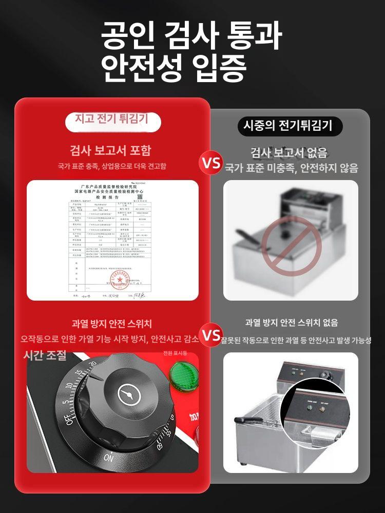 탁상형 튀김기 가정용 푸드트럭 호프용 프라이어 탁상용 두꺼워진 타이머 모델 10l단일탱크 - 상세 이미지 4