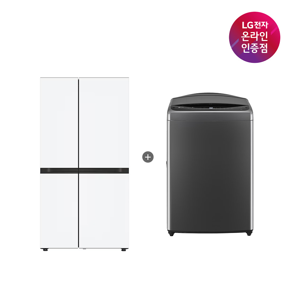 LG 디오스 AI 오브제컬렉션 냉장고 (양문형) + LG 통돌이 세탁기 (S836MQQ012 + T19MX8A)
