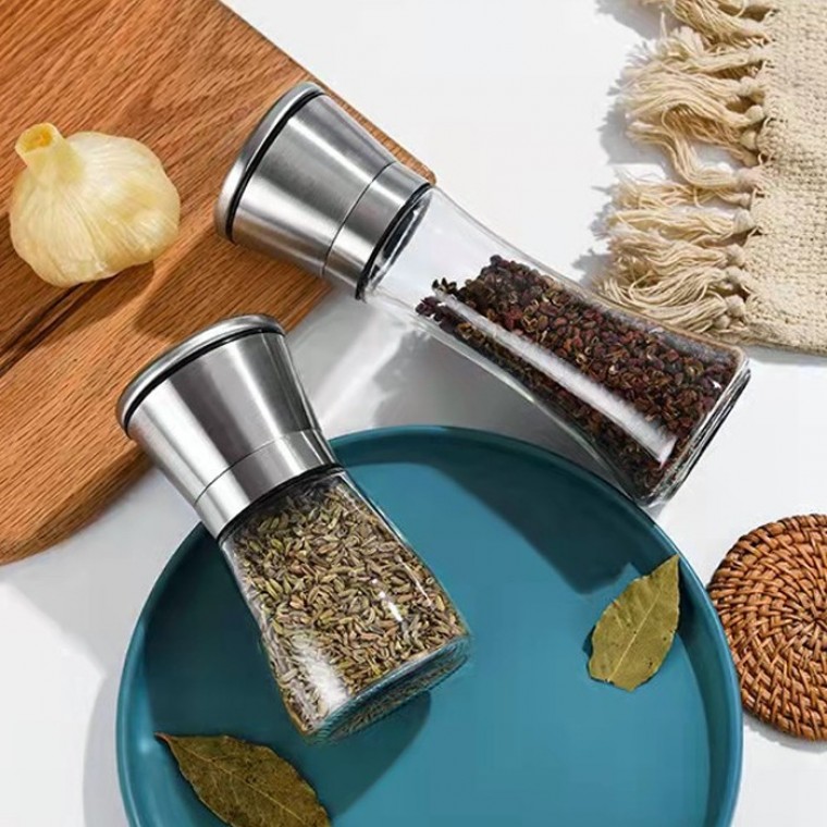 스텐그라인더 후추 소금 깨 유리 양념통 180ml 200ml - 상품 이미지
