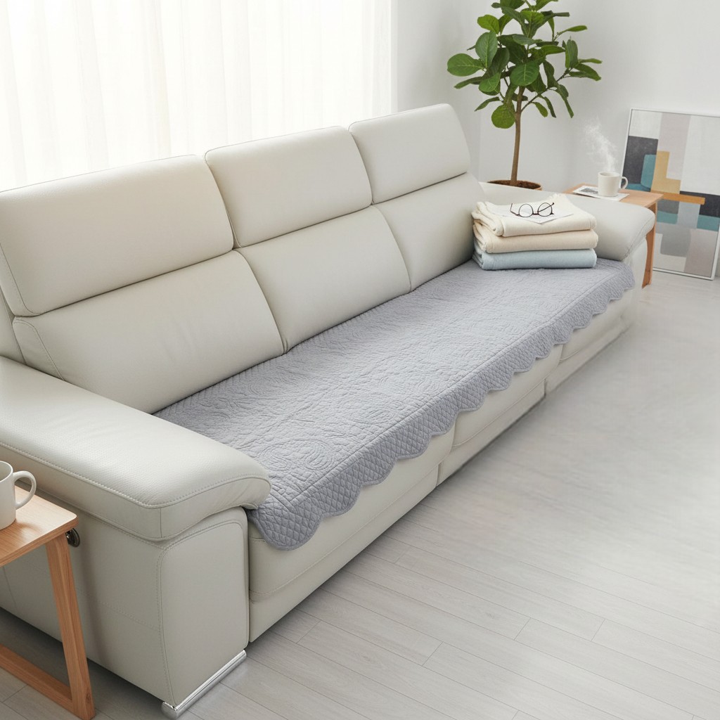 홈집합 순면 퀼팅 쇼파패드 논슬립 거실용 사계절 패브릭패드 라이트그레이, 3인용