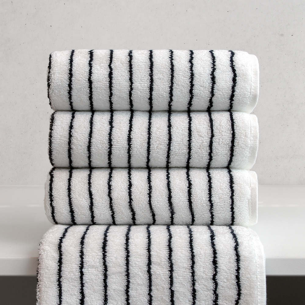 테리파머 핀스트라이프 고중량 200g 호텔수건 5장  선염 사염 고중량 고급 수건 선물 세트 세면 타올 타월