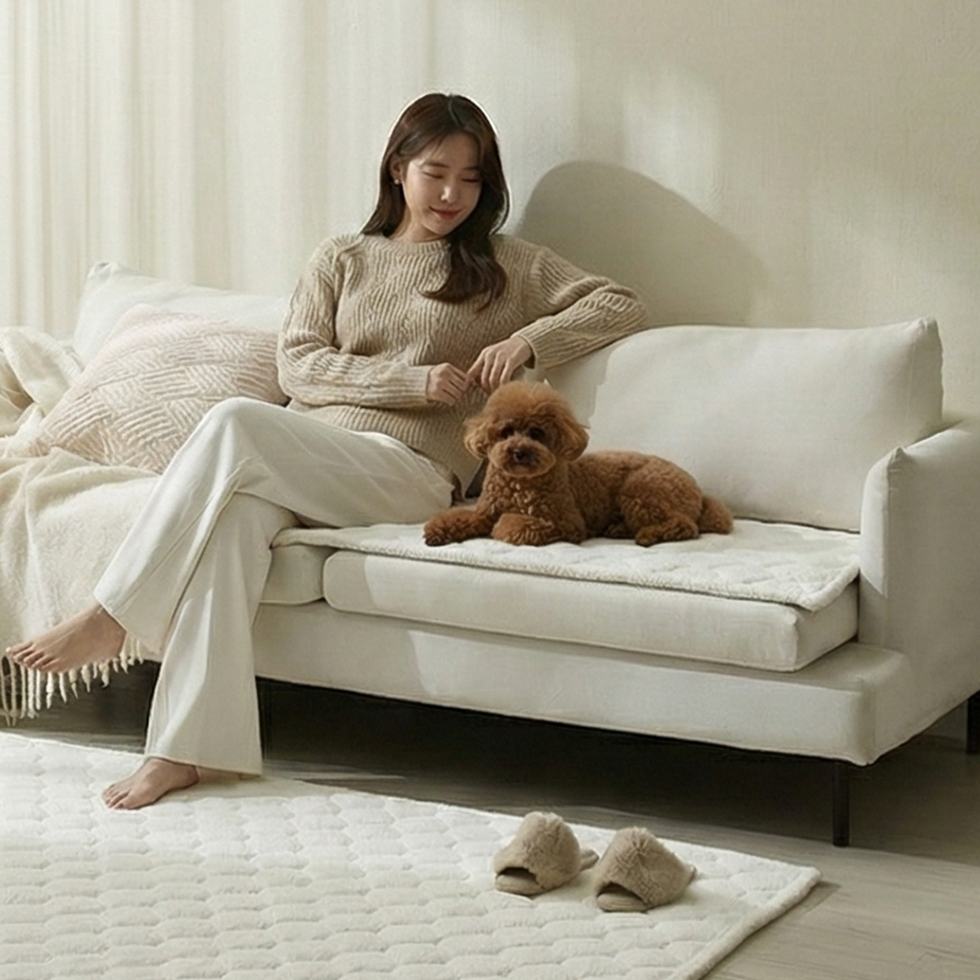 호이데코 라쎄 토퍼 쇼파패드 크림 아이보리, 60x180(3인용)