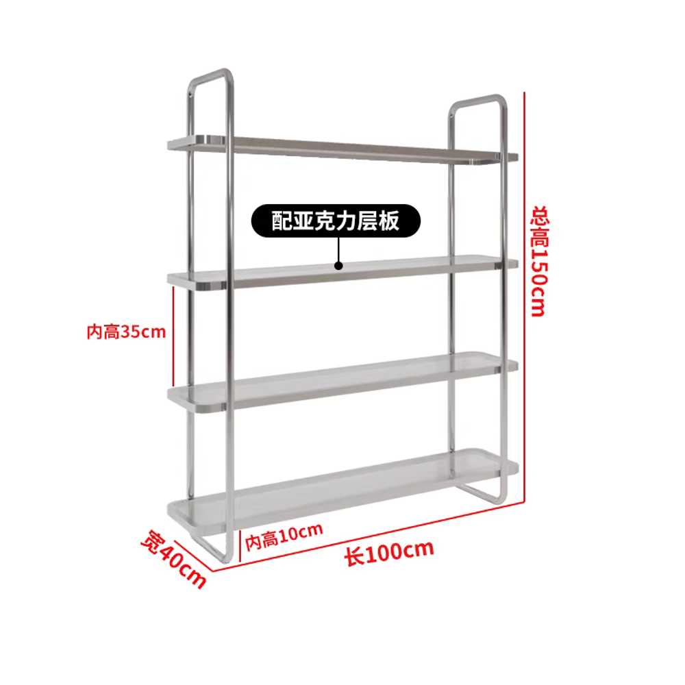 스텐 진열대 선반 렉 수납 전시 조립 철제선반 가게 80cm 유광 스테인리스 4단 선반 이미지 7