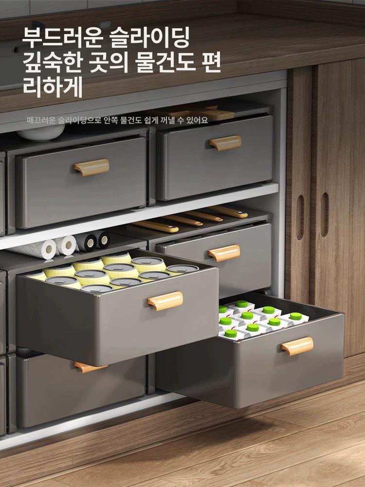 싱크대 수납장 위 정리대 커피장 수납 접시장 찬장 건메탈그레이 이중칸 40길이 - 상세 이미지 3
