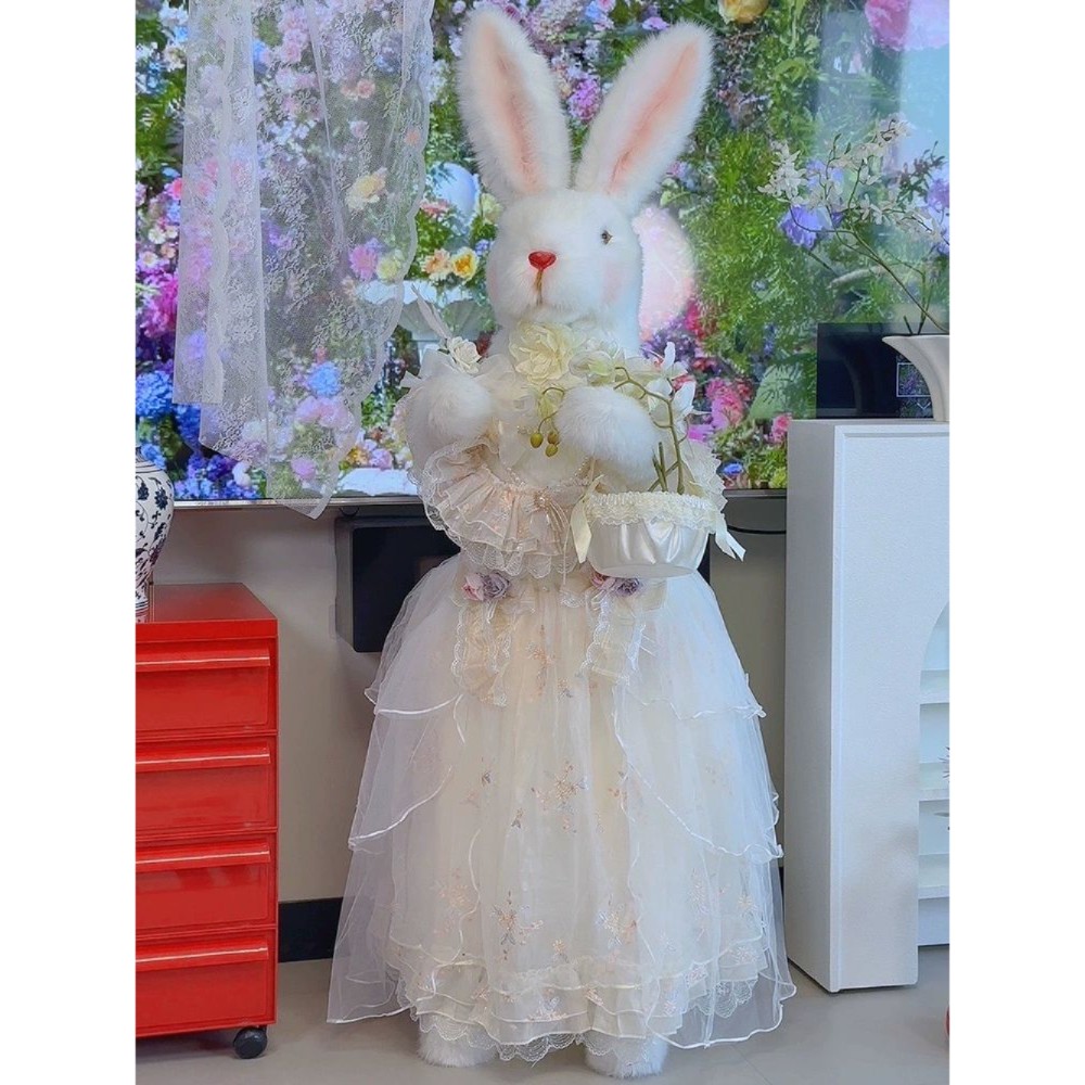 대형 토끼 모형 인형 소품 인공 장식 155cm 밀키화이트털 - 상품 이미지