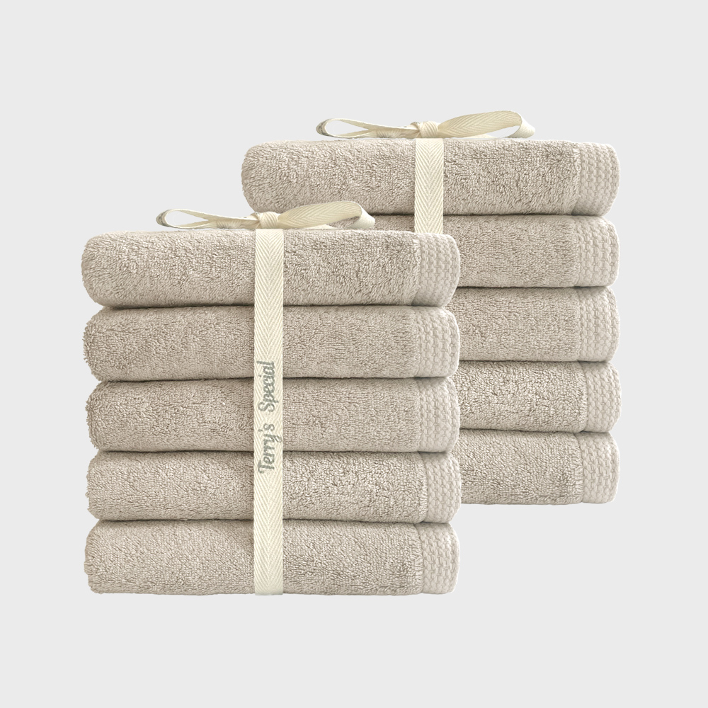 [네이버단독]테리파머200g 샬롯데 무형광 호텔 수건 5장+5장 타올 리본포장 타월