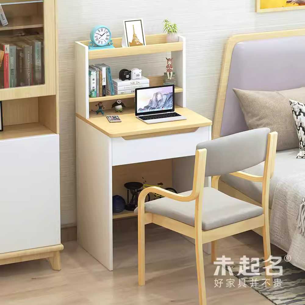 소형 책상 좁은책상 공부 노트북 수납 작은 학생 원룸 60cm 원목 무늬 서랍 없음 - 상세 이미지 4