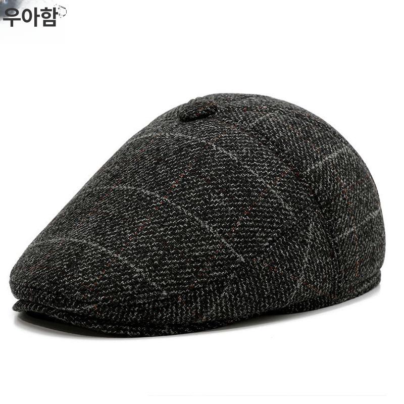남성 대두용 할아버지 큰머리 토끼털 헌팅캡 스타일 방한 다크그레이 모자만 56cm - 상세 이미지 5
