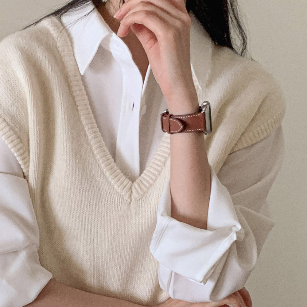 애플워치 가죽 스트랩 se 2 3 10 9 8 7 슬림 도톰 소가죽 밴드 이미지 6