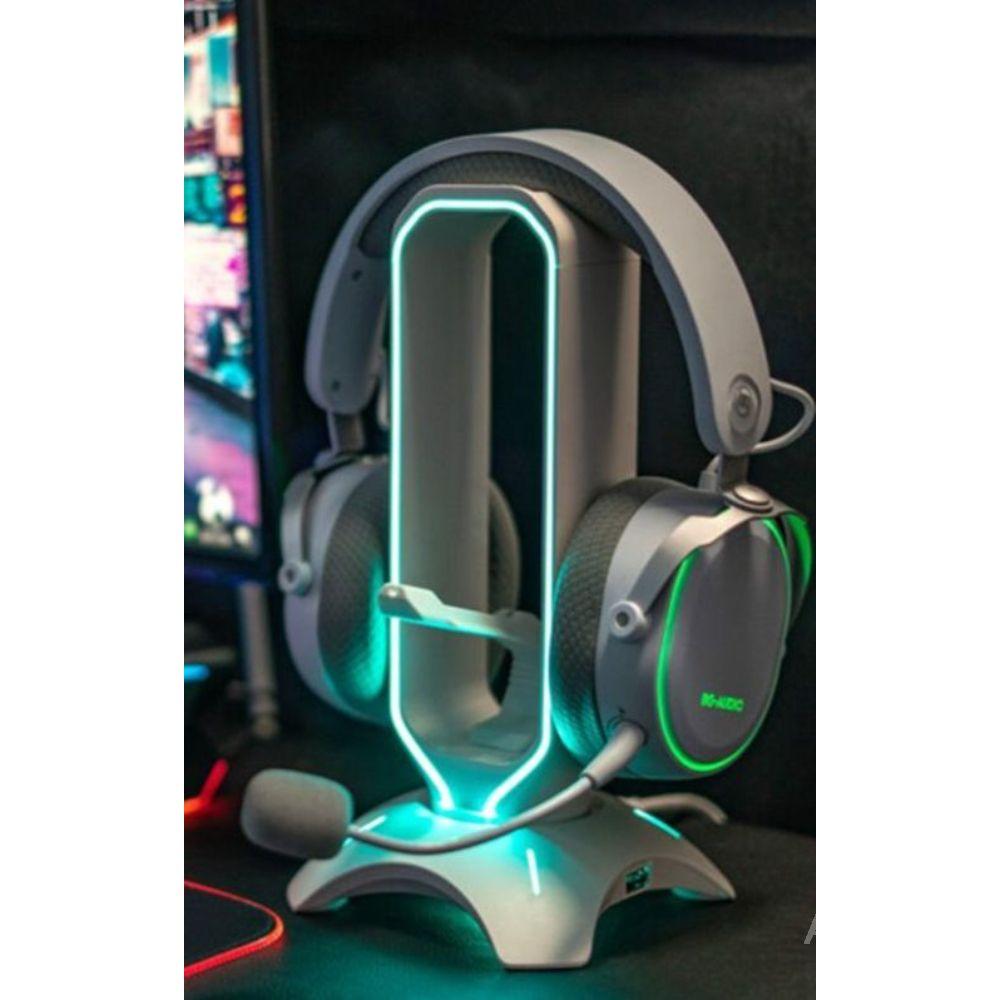 RGB 헤드셋 거치대 조명 무드등 게이밍 헤드폰 데스크 셋업 스탠드 led 화이트 - 상품 이미지