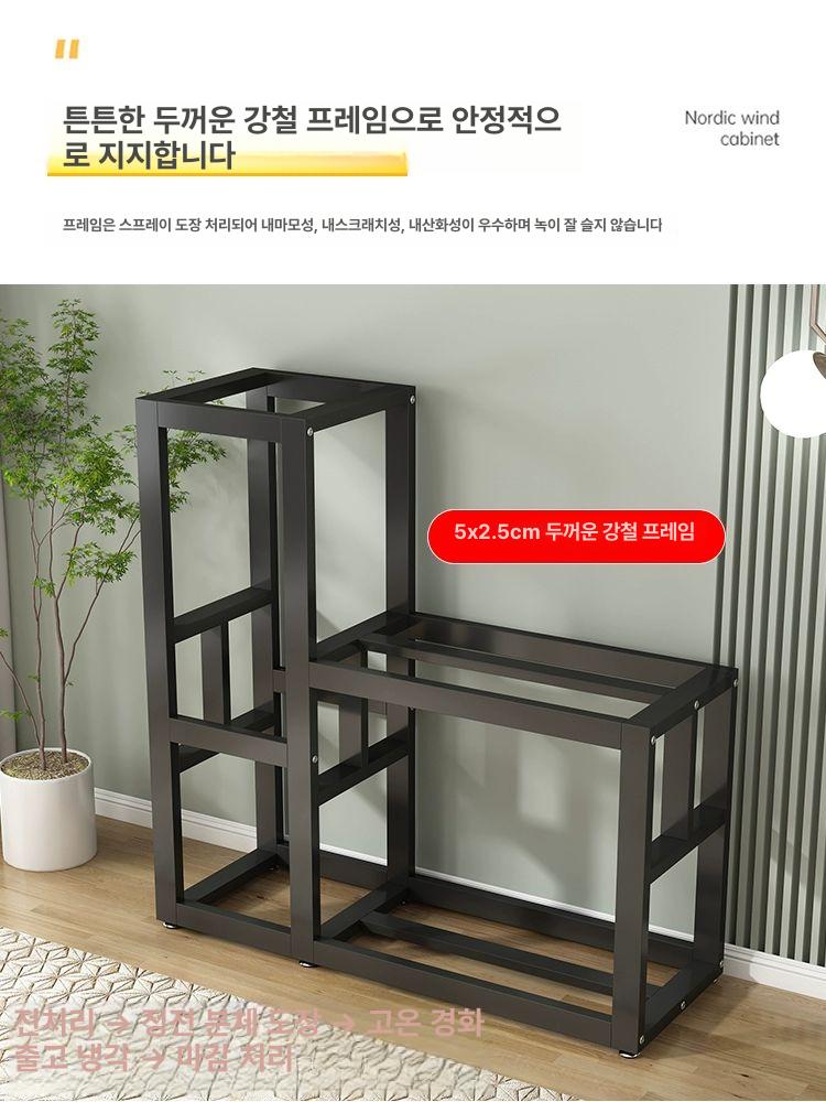 스탠드 수납형 캐비닛 수조 받침대 물고기 거치대 조립식 블랙 프레임+화이트 50 x 30x70cm - 상세 이미지 2