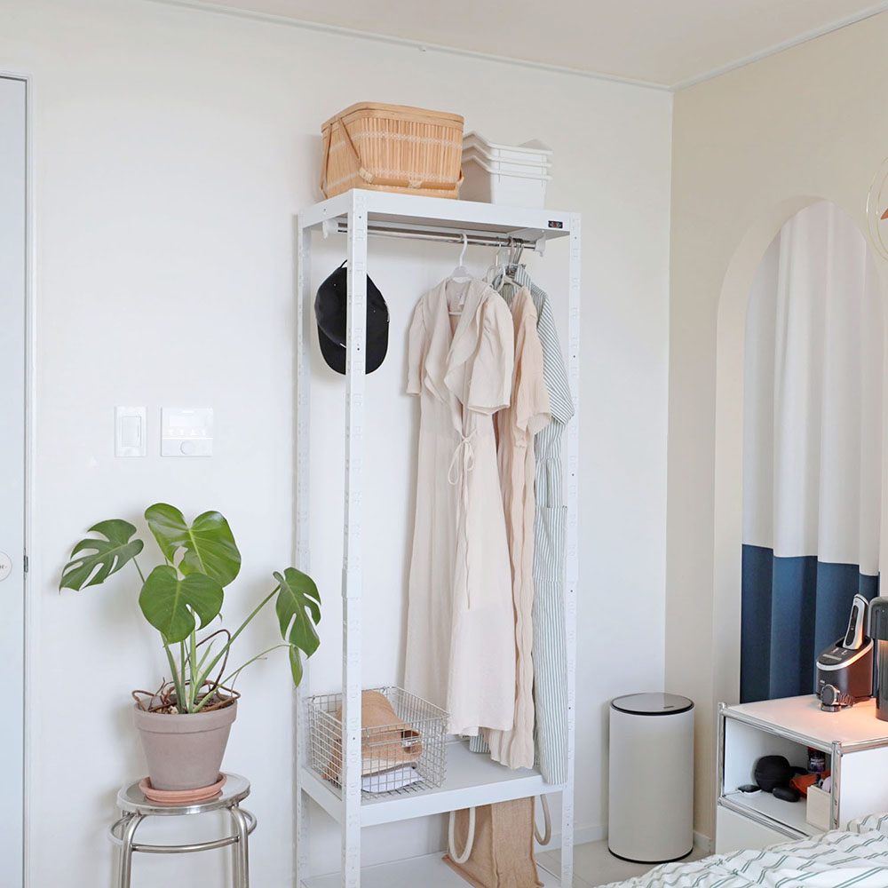 랙셈블 시스템행거 옷걸이 조립식 드레스룸 철제 옷장 스탠드 선반 700400900 3단 1행거봉