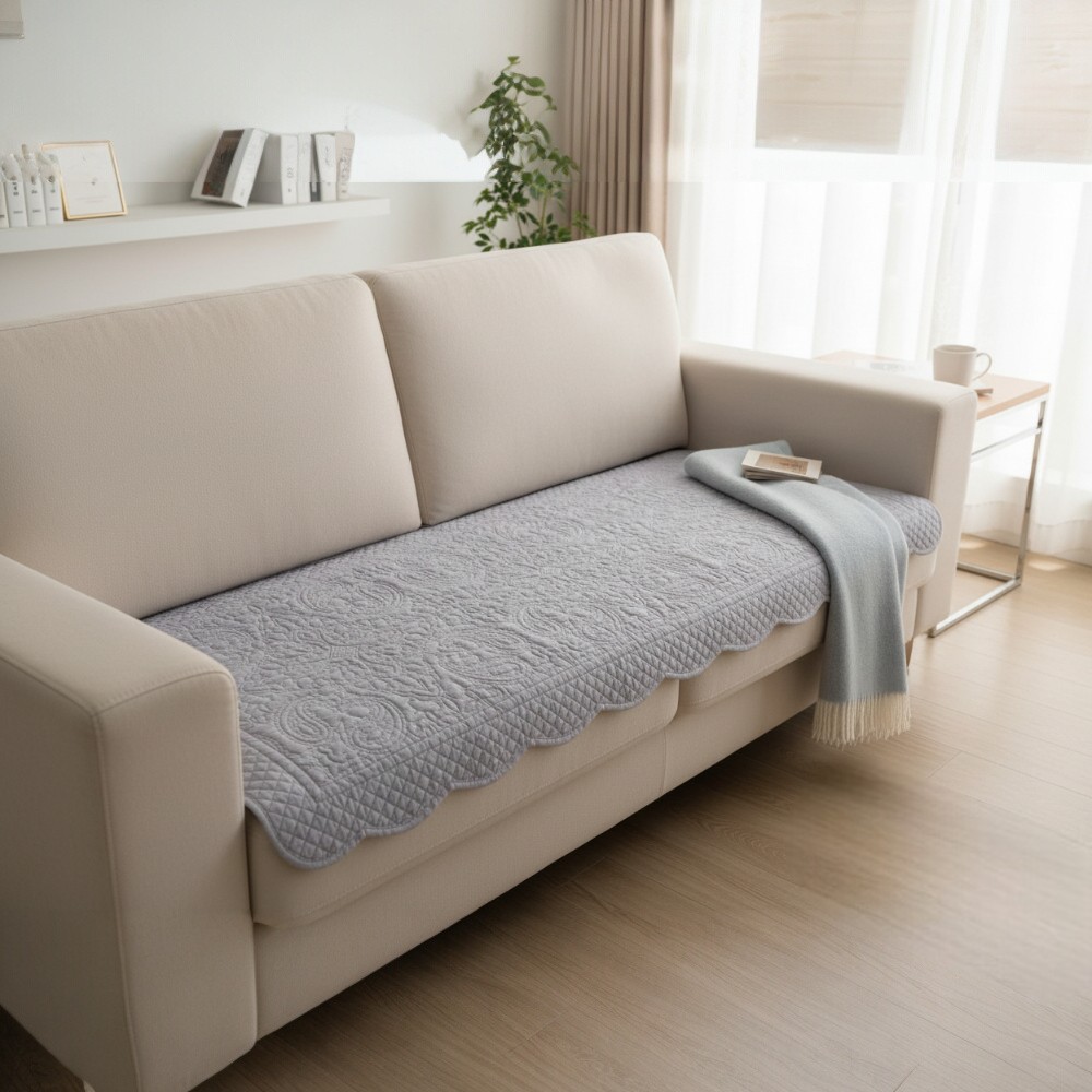 홈집합 순면 퀼팅 쇼파패드 논슬립 거실용 사계절 패브릭패드 라이트그레이, 3인용