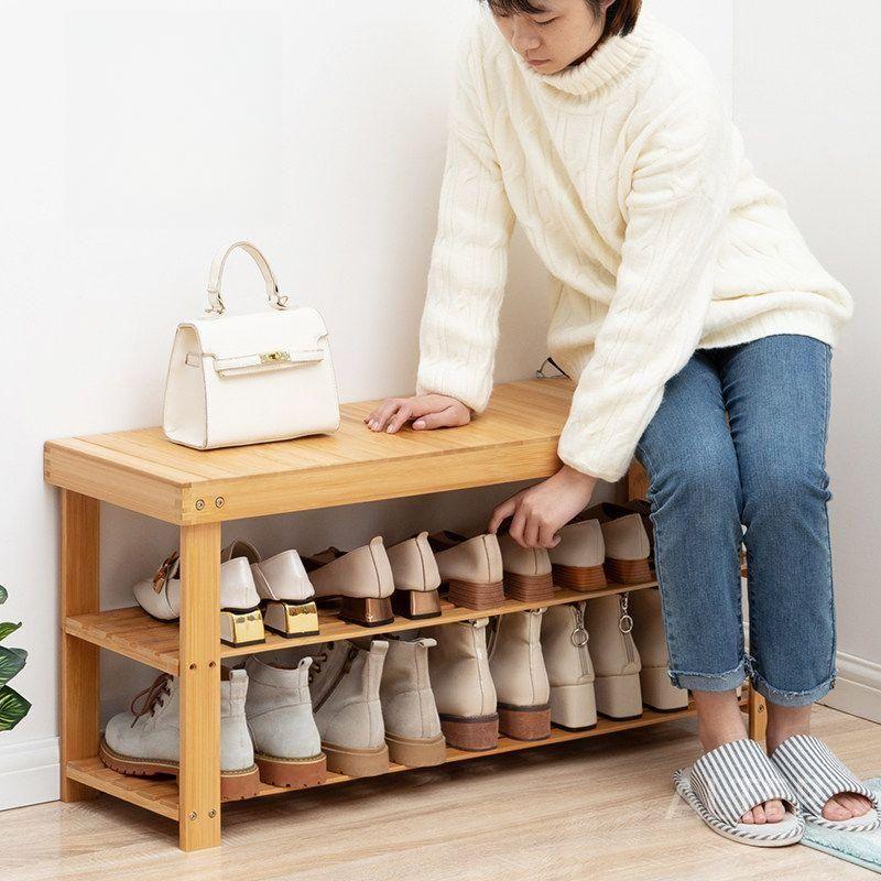 신발장 벤치 원목 오픈 미니 현관 의자 원색 66cm - 상세 이미지 3