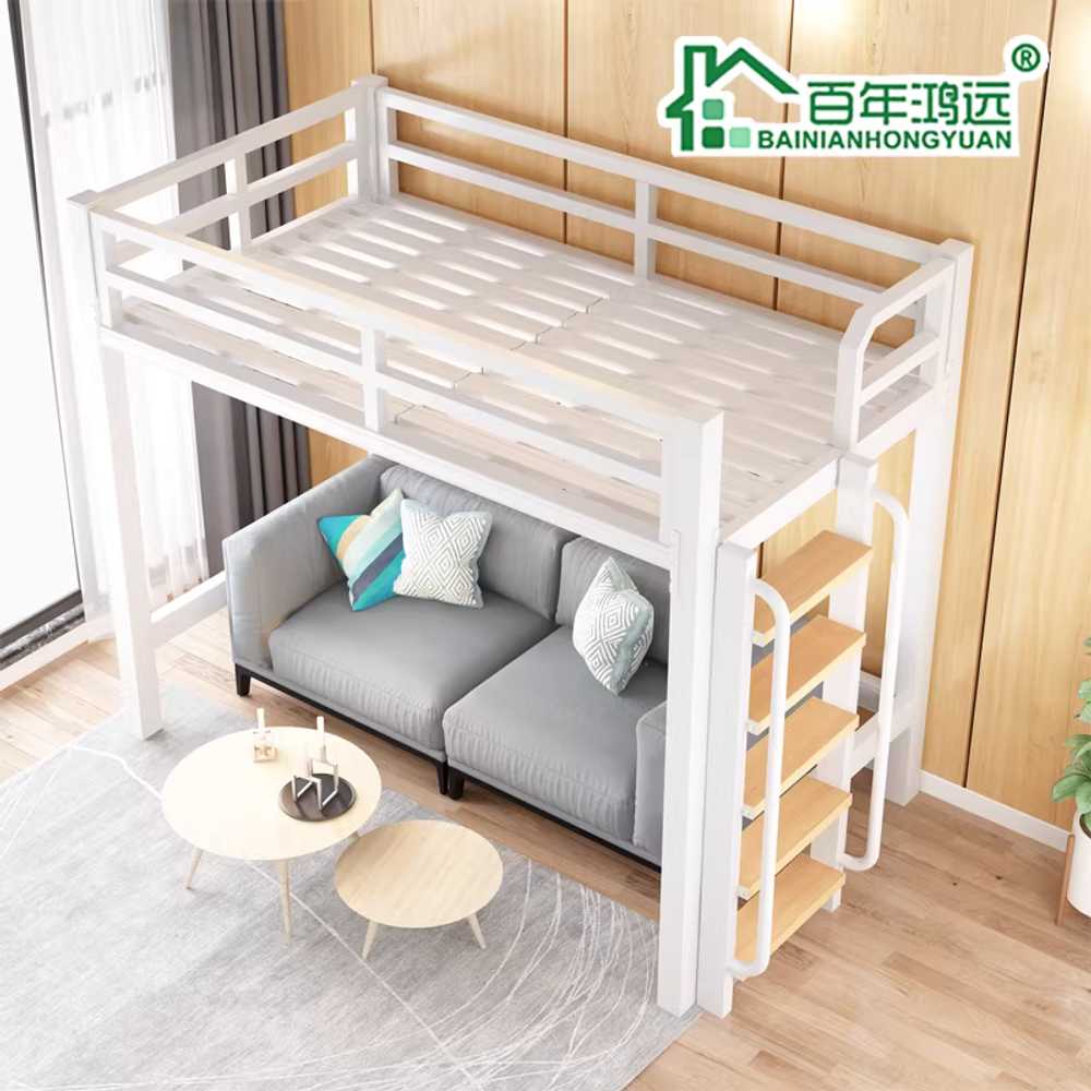 철제벙커침대 블랙 침대프레임 철재 복층 공부방 성인 100x200x165cm/전체2.6m블랙 - 상세 이미지 3
