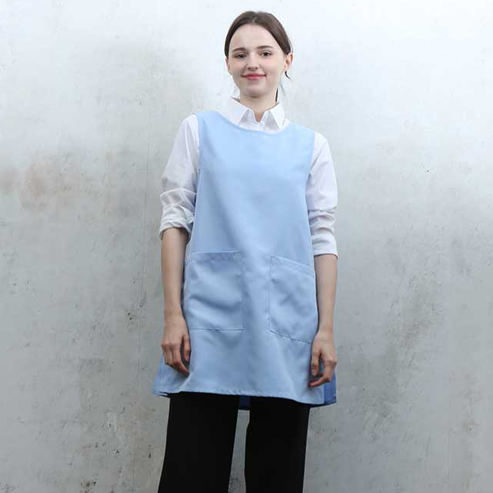 하늘색단추 원피스앞치마 요양원 요양보호사 단체 행사용 식당 서빙앞치마 - 상세 이미지 5