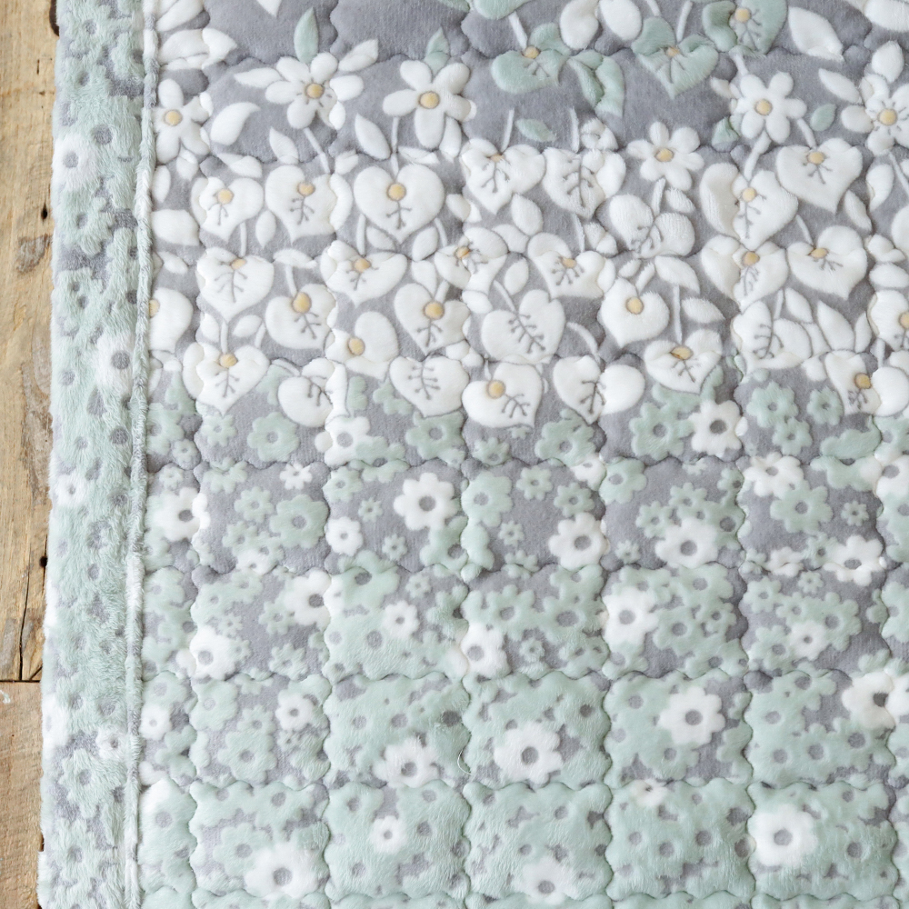 수국 5mm 착번아웃 극세사 미끄럼방지 고정밴드 따뜻한 겨울 침대패드 SS