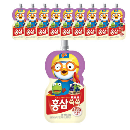 뽀로로 홍삼쏙쏙 포도 블루베리 100ml X 10개 홍삼주스 어린이음료
