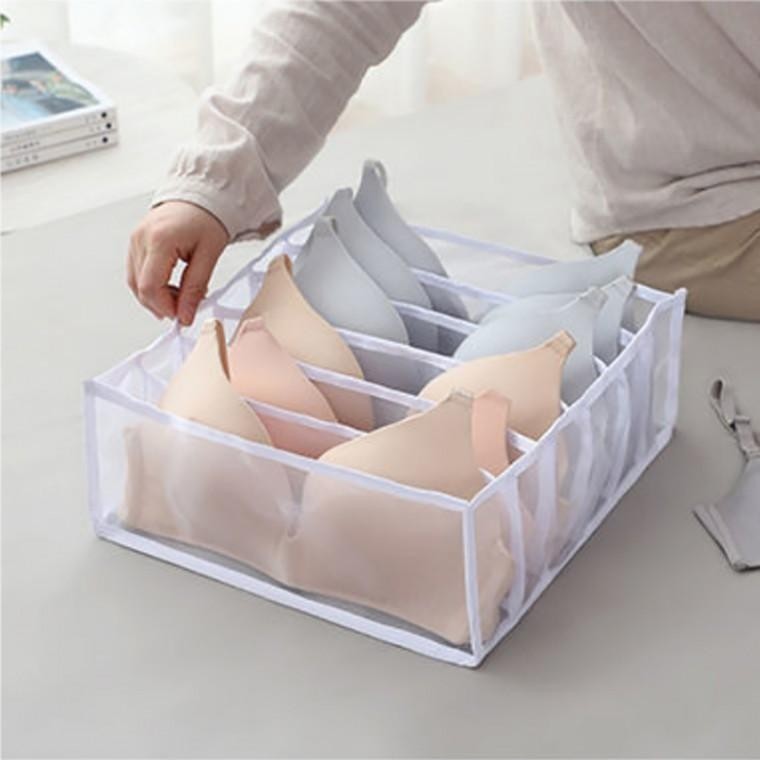 부직포 메쉬 속옷 정리함 브라 6구 베이지 브래지어 브레지어 보관함 서랍 수납함 옷장 - 상품 이미지