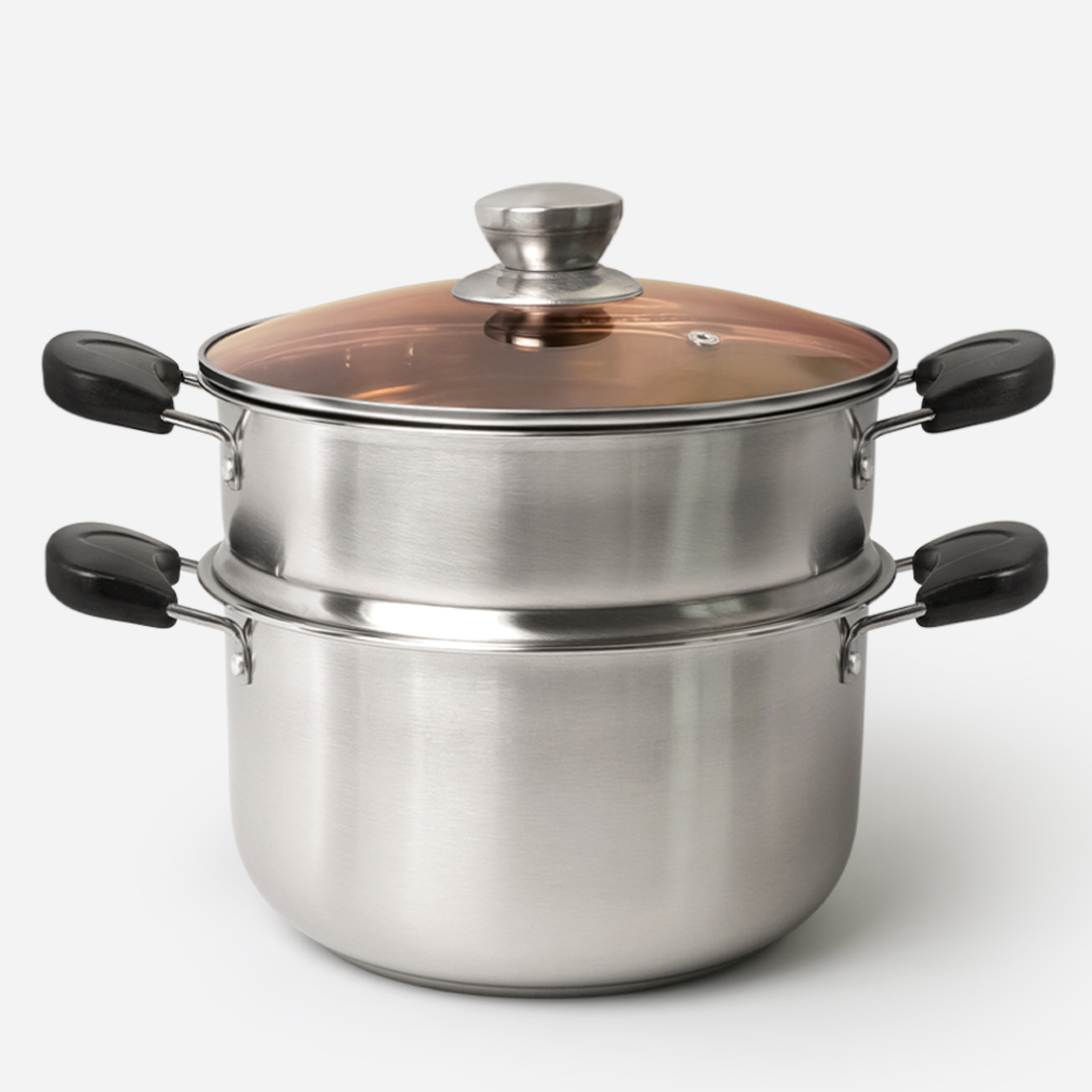 스텐 양수 찜냄비 인덕션 호환 2단 찜기 가정용 멀티 찜통 퀸센스 24cm - 상세 이미지 3