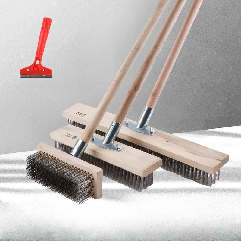 철브러쉬 마대 청소용솔 강철모 스틸와이어 긴손잡이 와이드형 녹제거 벽바닥 청소 30cm - 상세 이미지 3
