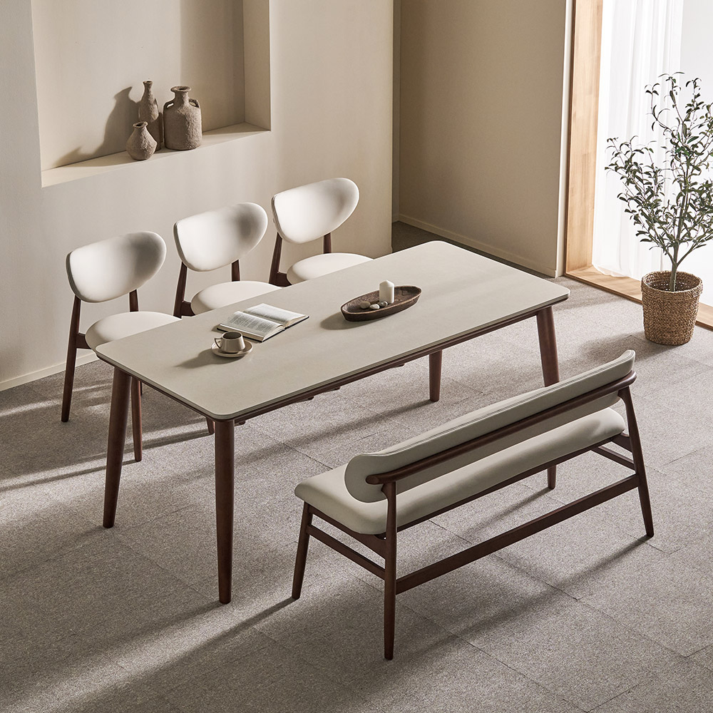 쏠앤까사 오브 고무나무 원목 포세린 세라믹 식탁세트 4인용 6인용 1400 1800