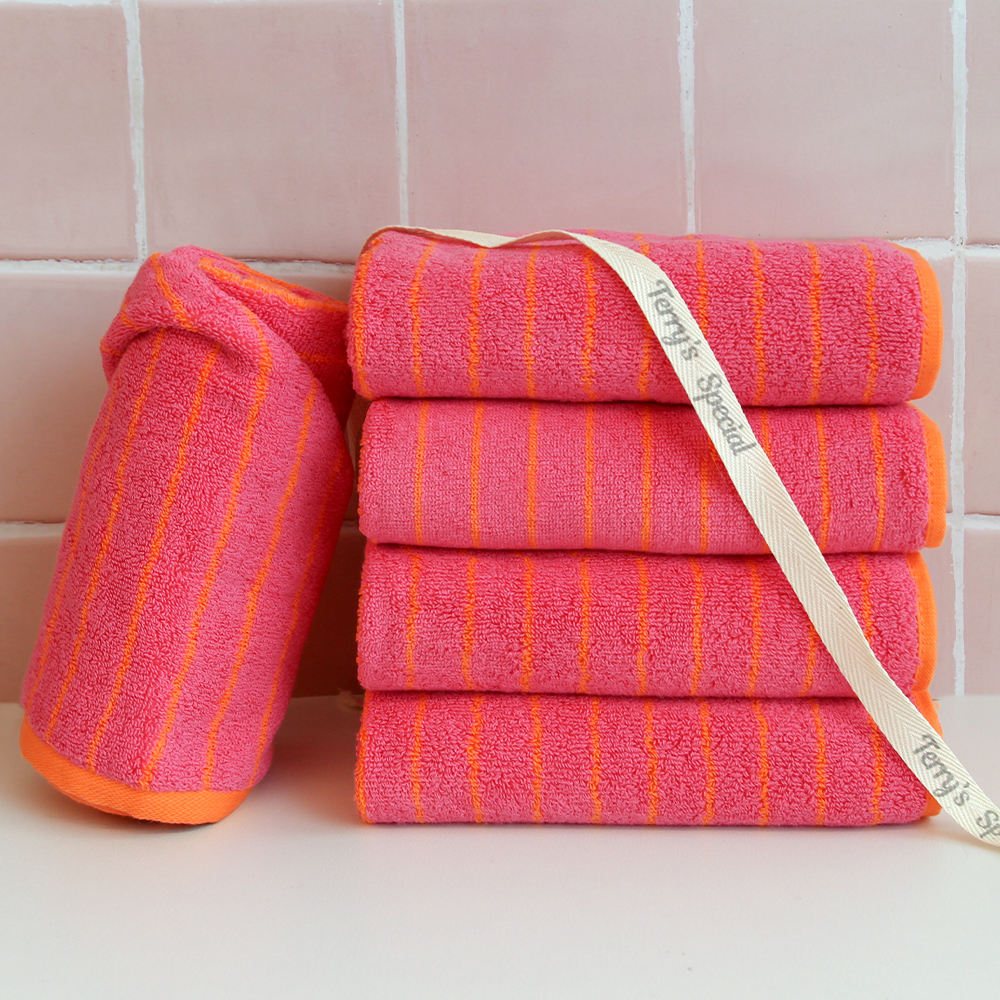 테리파머 핀스트라이프 고중량 200g 호텔수건 5장  선염 사염 고중량 고급 수건 선물 세트 세면 타올 타월