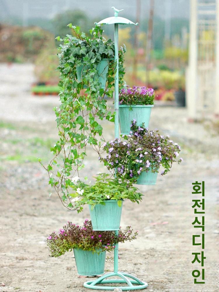 스탠드 발코니 엔틱 화분진열대 화분받침대 예쁜 인테리어 블루 대형 - 상세 이미지 3