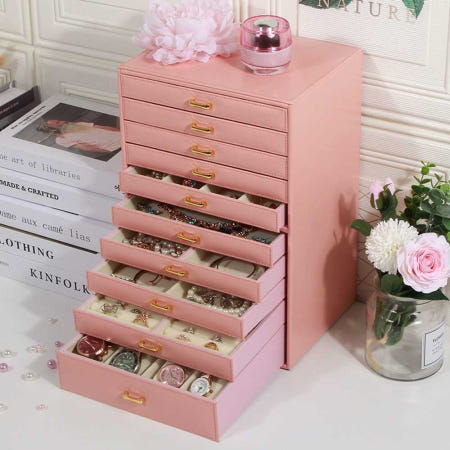 [해외]쥬얼리 보관함 액세서리 정리함 보석함 귀걸이 서랍장 대형 1. 10단 그레이