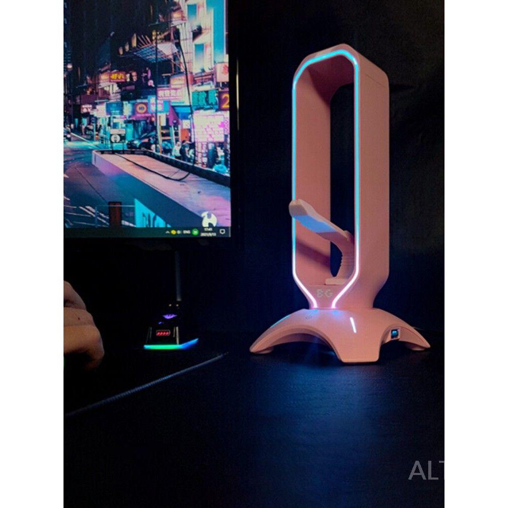 RGB 헤드셋 거치대 조명 무드등 게이밍 헤드폰 데스크 셋업 스탠드 led 화이트 - 상세 이미지 4