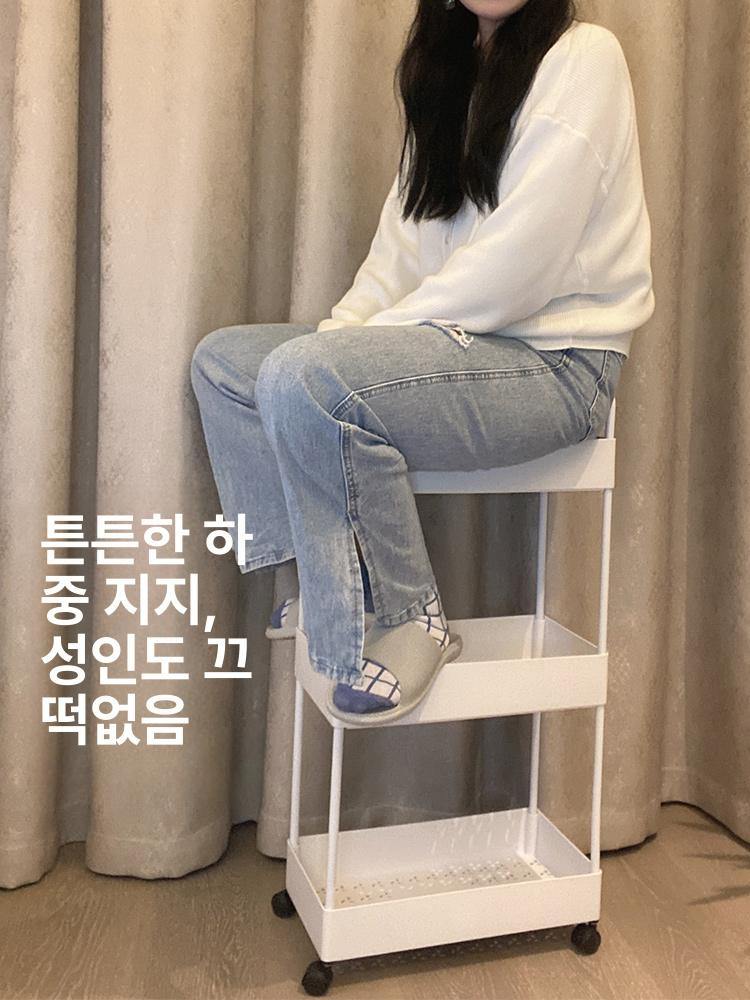 틈새 주방 정리 욕실 서랍형 트롤리 세탁실 공간 활용 18cm 3칸 화이트 - 상세 이미지 2
