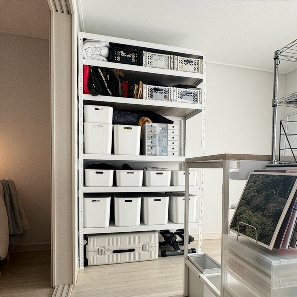 랙셈블 수납선반 다용도 다용도실 주방 무볼트 팬트리 랙 선반 400300450 2단