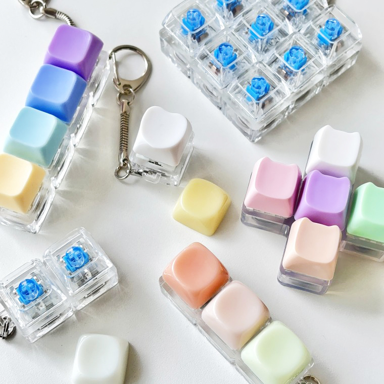 LED 청축 투명 키캡 키링 DIY 키보드 커스텀 꾸미기 클릭커 딸깍이 - 상품 이미지