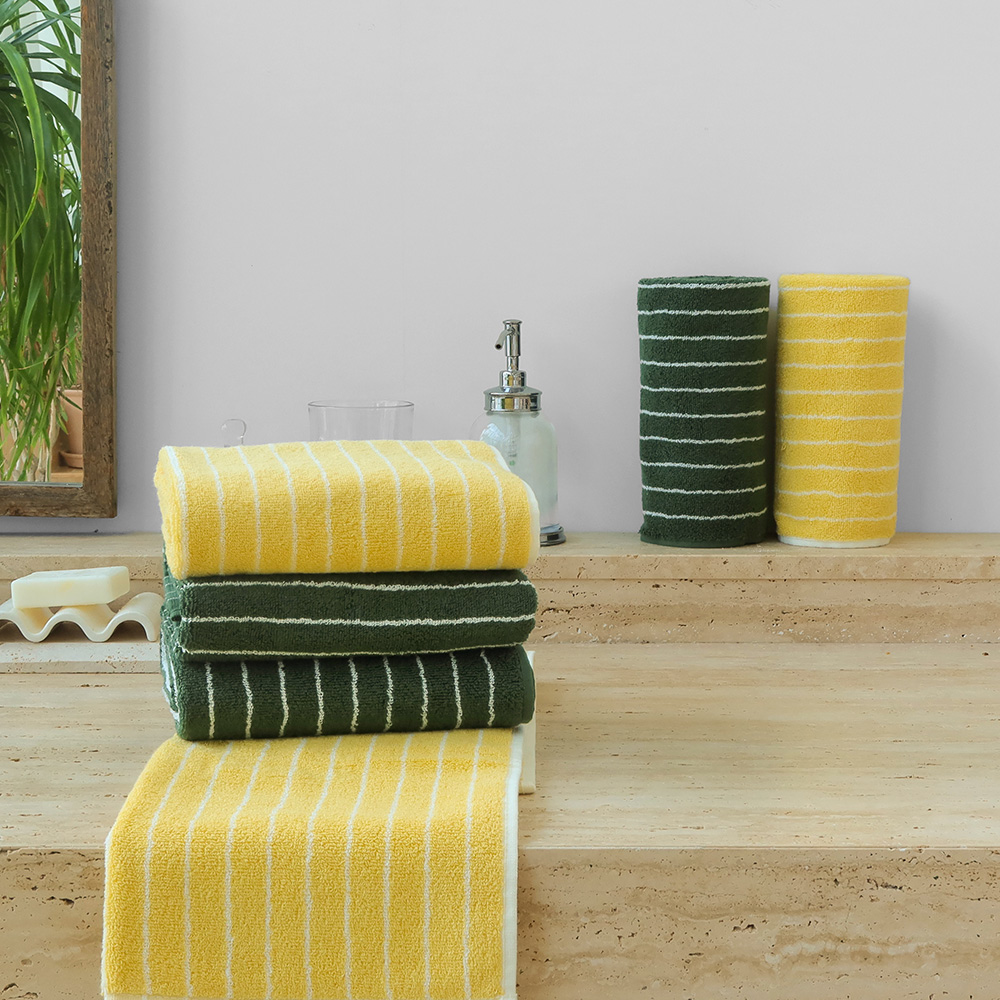 테리파머 핀스트라이프 고중량 200g 호텔수건 5장  선염 사염 고중량 고급 수건 선물 세트 세면 타올 타월