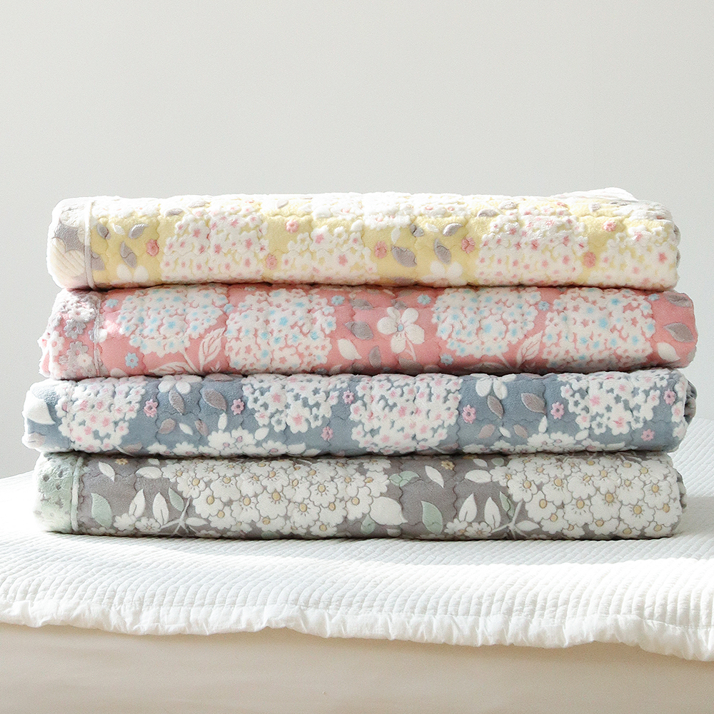 수국 5mm 착번아웃 극세사 미끄럼방지 고정밴드 따뜻한 겨울 침대패드 SS