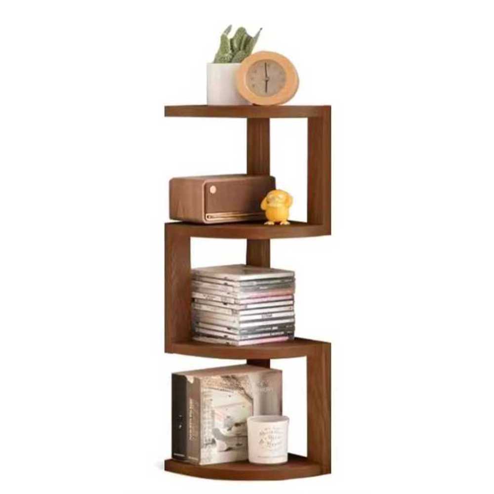 코너 진열대 원목 수납장 벽 선반 삼각 정리 모서리 240x240x680mm 원목색 코너 책장 - 상품 이미지