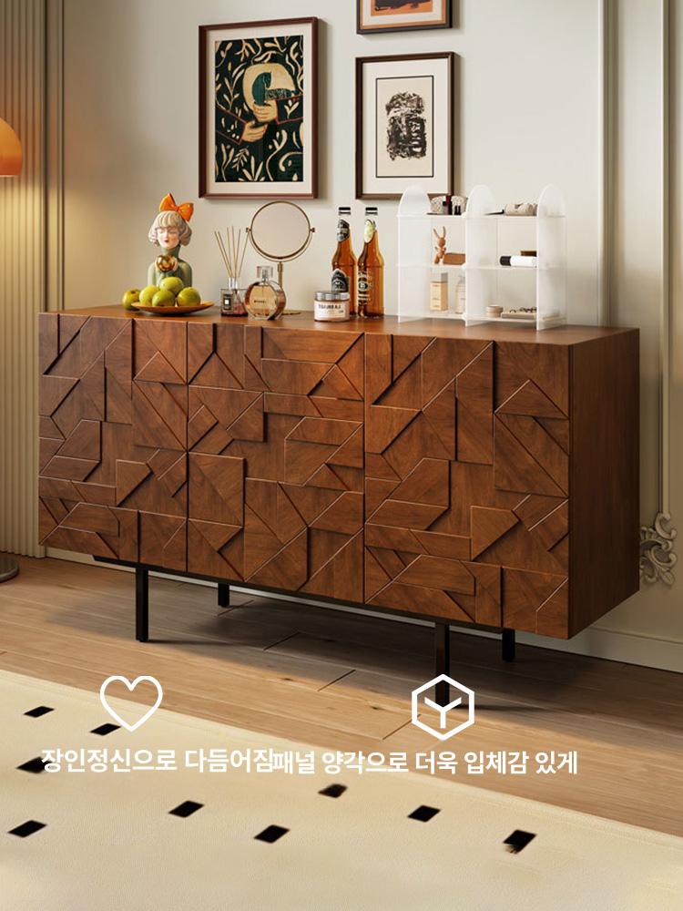 콘솔 틈새수납장 복도장 서랍장 사이드 거실 장식장 현관 빈티지옐로우 더블 도어 100 - 상세 이미지 3