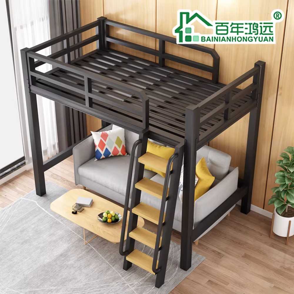 철제벙커침대 블랙 침대프레임 철재 복층 공부방 성인 100x200x165cm/전체2.6m블랙 이미지 8