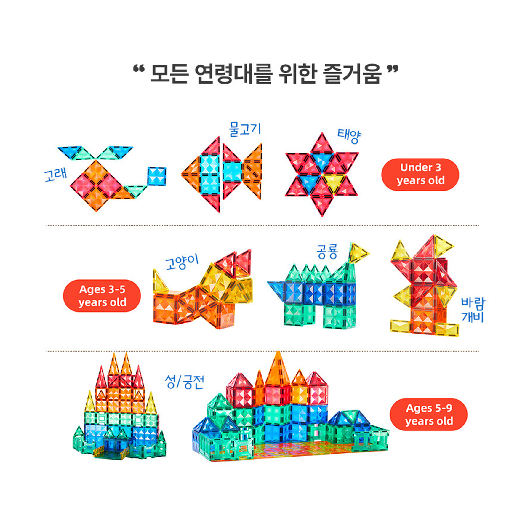 미디어 컬러 마그네틱 타일 자석블록 어린이집 교구 100pcs - 상세 이미지 4