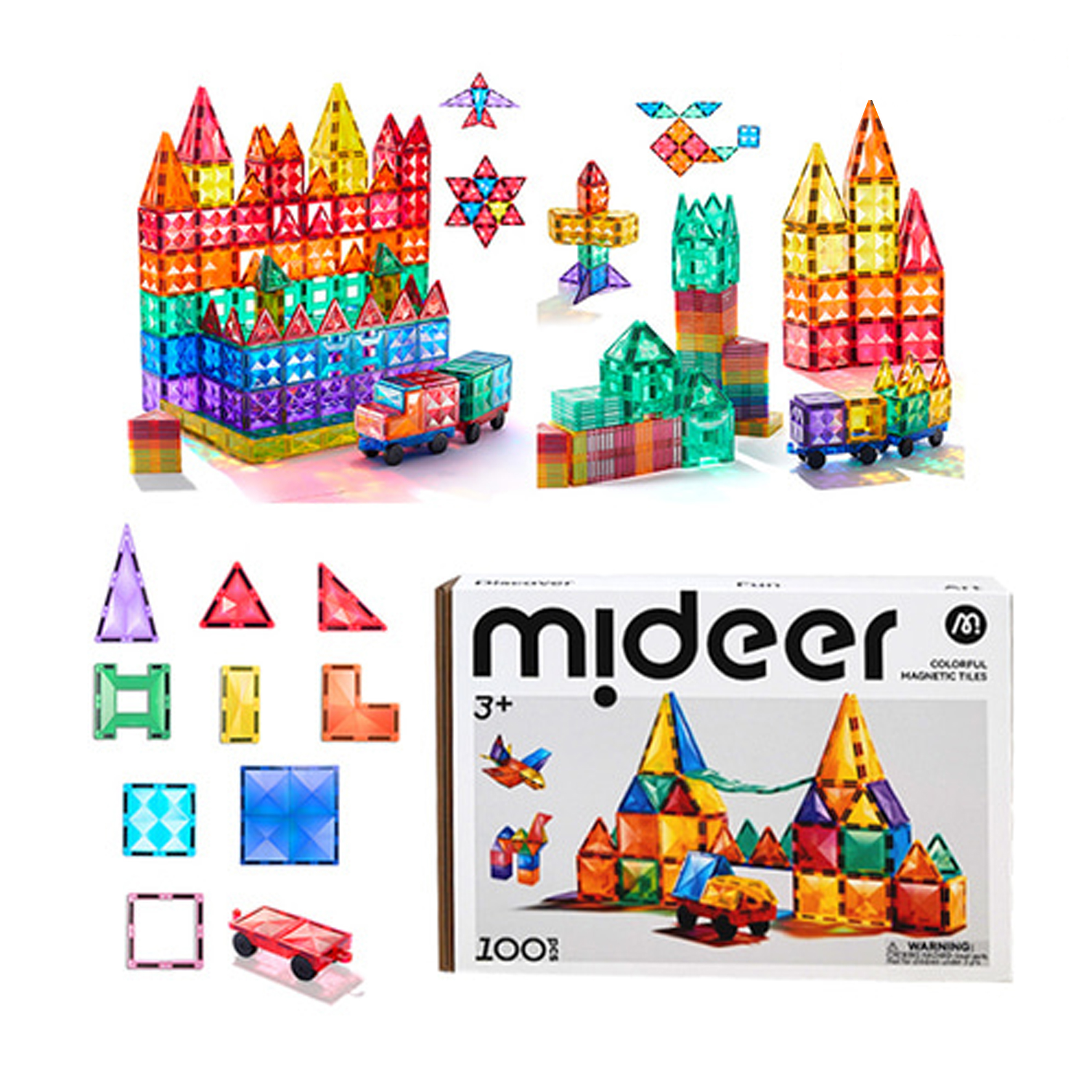 미디어 컬러 마그네틱 타일 자석블록 어린이집 교구 100pcs - 상품 이미지
