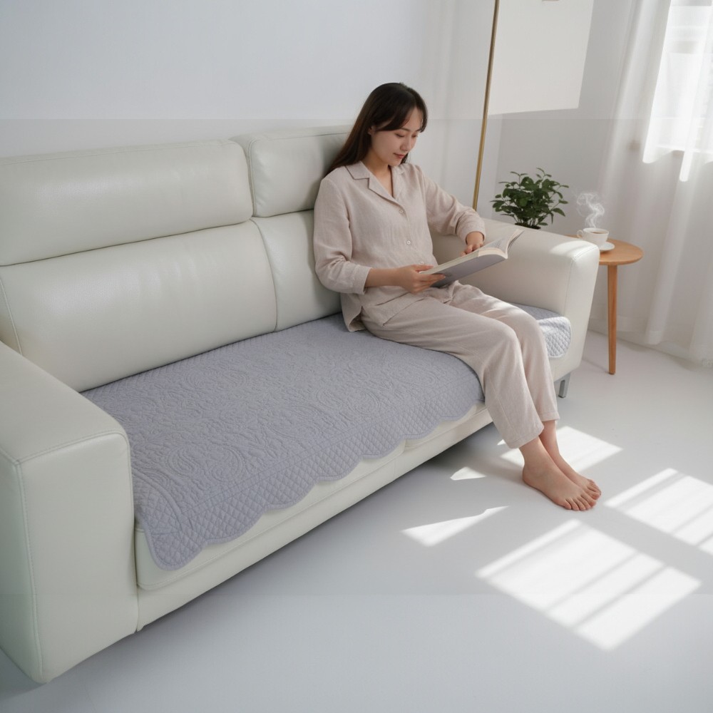 홈집합 순면 퀼팅 쇼파패드 논슬립 거실용 사계절 패브릭패드 차콜그레이, 돌침대용