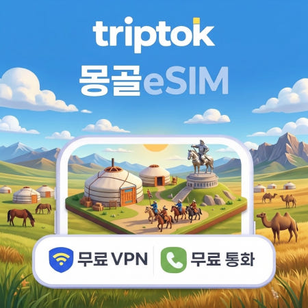 몽골 울란바토르 eSIM e심 5G 데이터 로밍 전화,VPN 무료 몽골여행 즉시 개통