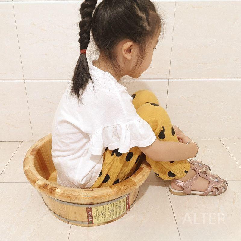 나무 족욕통 히노끼 스파 바가지 세숫대야 소형 원형 (40cm) - 상세 이미지 2