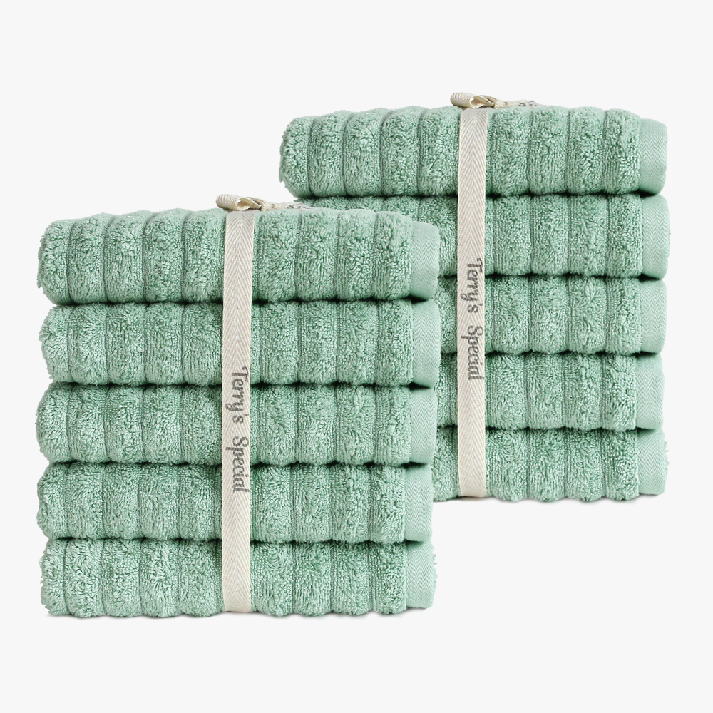 [네이버단독] 테리파머 테리스페셜 고중량 200g 웨이브 볼륨 호텔수건 5장+5장 수건 샤워 타올 목욕 타월