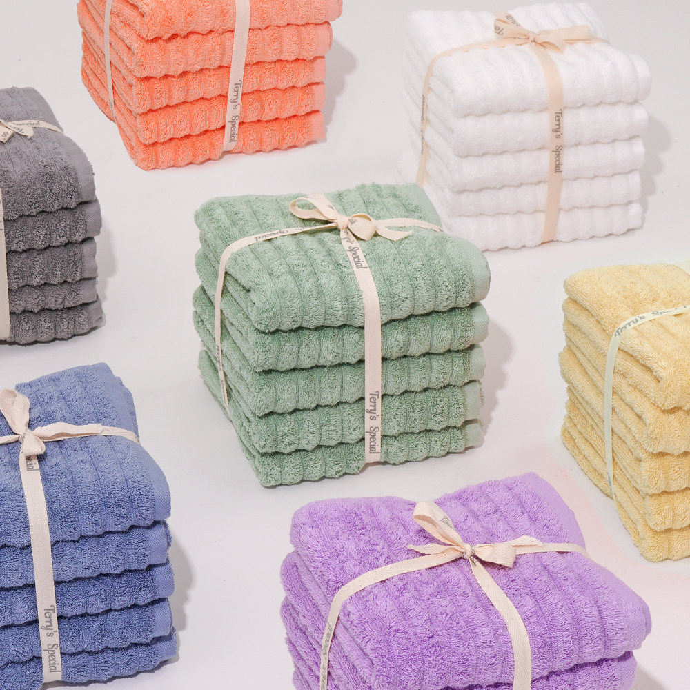 [네이버단독] 테리파머 테리스페셜 고중량 200g 웨이브 볼륨 호텔수건 5장+5장 수건 샤워 타올 목욕 타월