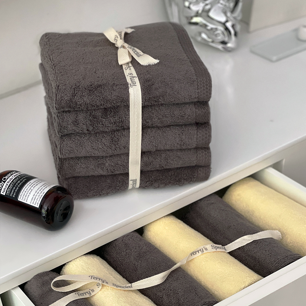 [네이버단독]테리파머200g 샬롯데 무형광 호텔 수건 5장+5장 타올 리본포장 타월