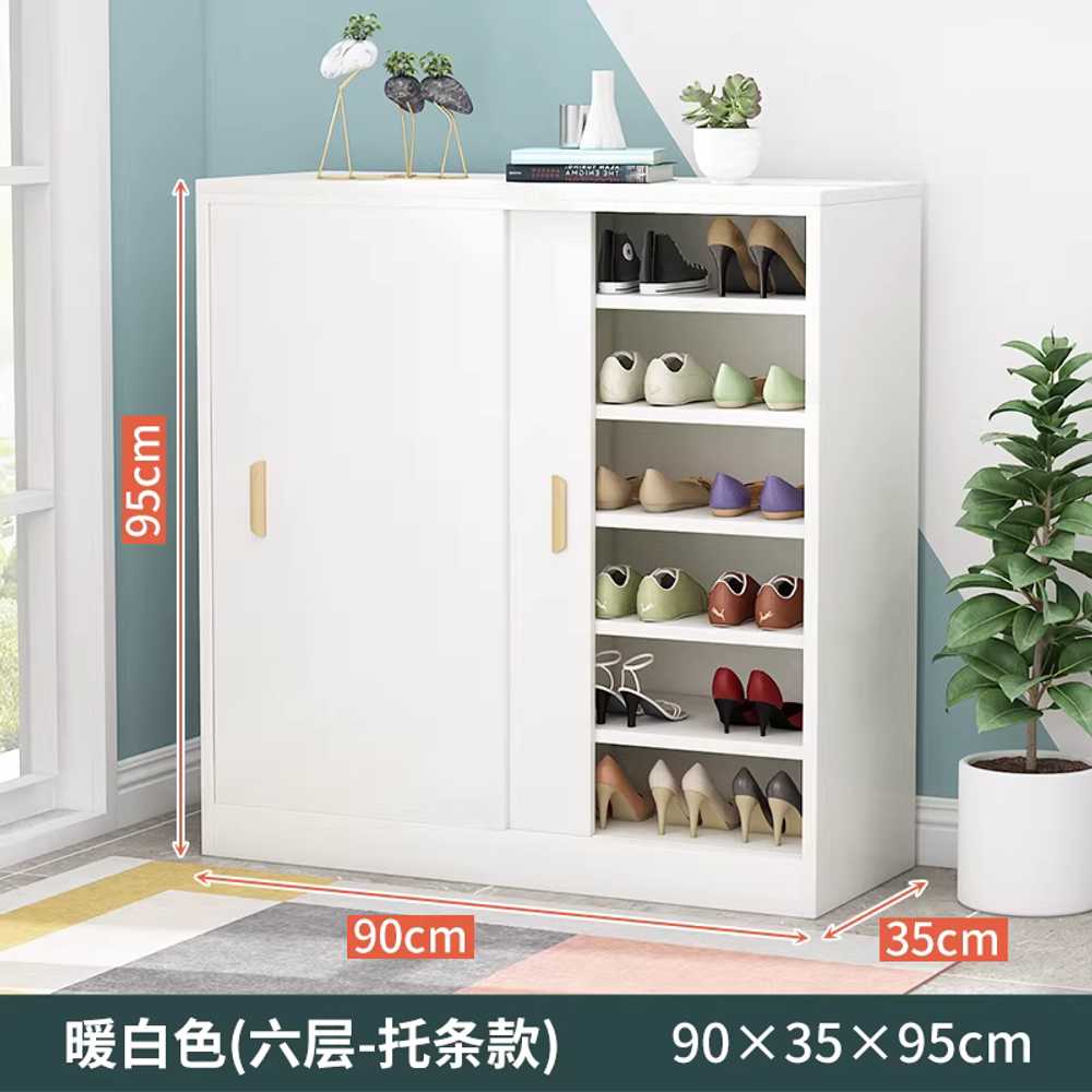미닫이 신발장 현관 좁은 아파트 입구 슬라이딩 도어 90x80cm 5단 바닥형 / 그레이 이미지 7