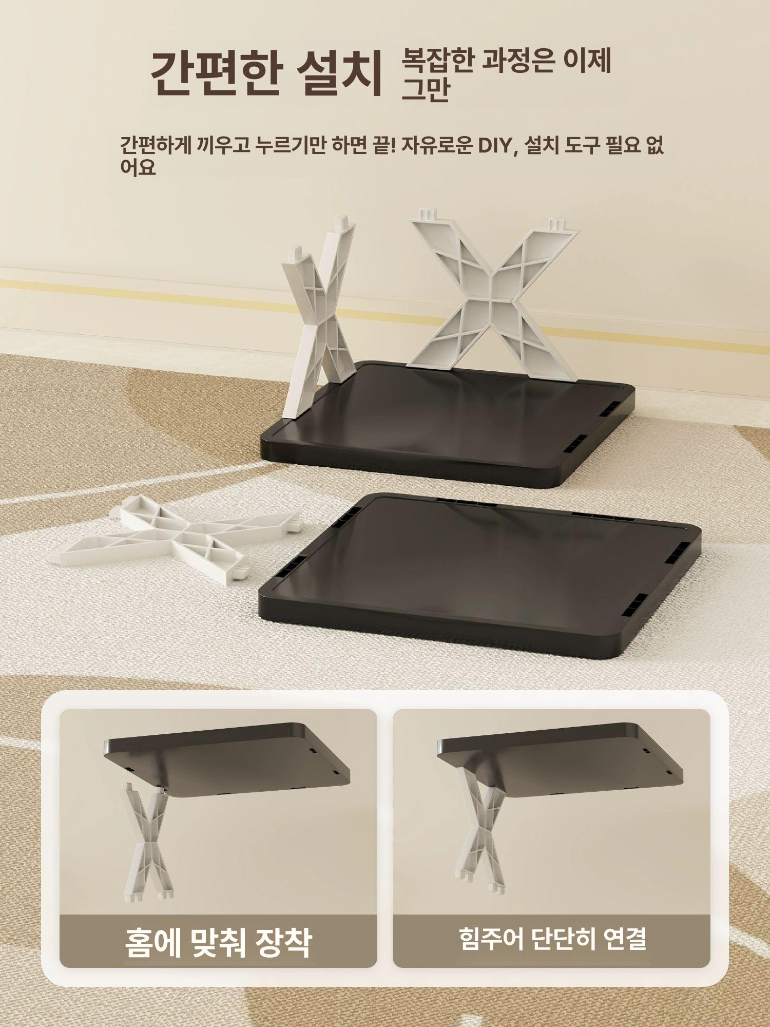 틈새 다용도 수납장 기숙사 소형 다층 접이식 철제 선반 2칸 블랙화이트 - 상세 이미지 4