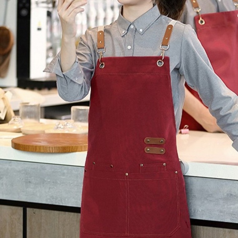 레더원 캔버스 방수 앞치마(레드)